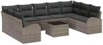 vidaXL Garten-Sofa-Set mit Kissen 10-Tlg Grau Poly Rattan 3354878