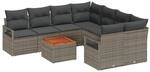vidaXL Garten-Sofa-Set mit Kissen 9-Tlg Grau Poly Rattan 3347685