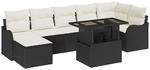 vidaXL Garten-Sofa-Set mit Kissen 8-Tlg Schwarz Poly Rattan 3348503