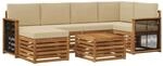 vidaXL Ecksofa Set 6 Stk Natur Massives Akazienholz und Polyester 3384594