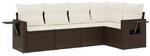 vidaXL 5-Tlg Garten-Sofagarnitur mit Kissen Braun Poly Rattan 3252470