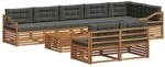 vidaXL Outdoor-Sofagarnitur mit Kissen 9-Tlg Natur und Anthrazit 3373717