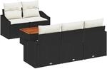 vidaXL Garten-Sofa-Set mit Kissen 6-Tlg Schwarz Poly Rattan 3347768