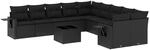 vidaXL 11-Tlg Garten-Sofagarnitur mit Kissen Schwarz Poly Rattan 3253052
