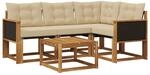 vidaXL Outdoor-Sofagarnitur mit Kissen 5 Stk Natur und Beige 3381929