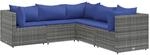 vidaXL 5-tlg Garten-Lounge-Set mit Kissen Grau Poly Rattan Modell 59