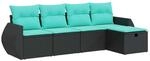 vidaXL 5 Tlg Garten-Sofagarnitur mit Kissen Schwarz Poly Rattan 3325563