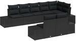 vidaXL Gartensofa-Set mit Speicher 8 Stk Schwarz Poly Rattan 3355782