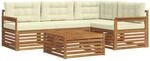 vidaXL Outdoor-Sofagarnitur mit Kissen 5-Tlg Natur und Creme 3373405