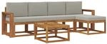 vidaXL Outdoor-Sofagarnitur mit Kissen 6 Stk Natur und Hellgrau 3366294