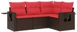 vidaXL 4-Tlg Gartensofa-Set mit Kissen Braun Polyrattan 3220113