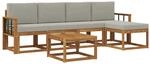 vidaXL Outdoor-Sofagarnitur mit Kissen 6 Stk Natur und Hellgrau 3366299
