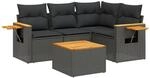 vidaXL 5-Tlg Garten-Sofagarnitur mit Kissen Schwarz Poly Rattan 3259178