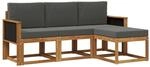 vidaXL Outdoor-Sofagarnitur mit Kissen 4 Stk Natur und Anthrazit 3385103