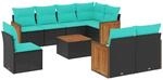 vidaXL 9-Tlg Gartensofa-Set mit Kissen Schwarz Polyrattan 3227849