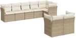 vidaXL 8-tlg Garten-Sofagarnitur mit Kissen Beige Poly Rattan Modell 83