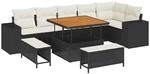 vidaXL Garten-Sofa-Set 9-Tlg Schwarz Poly Rattan 3362015