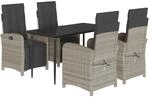vidaXL 5-Tlg Garten-Essgruppe mit Kissen Hellgrau Poly Rattan 3212600
