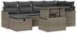 vidaXL Garten-Sofa-Set mit Kissen mit Speicher 7-Tlg Grau Poly Rattan 3361048