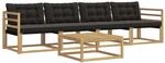 vidaXL Outdoor-Sofagarnitur 5 Stk Wei&szlig; und Schwarz 79 x 79 x 37 cm 3388386