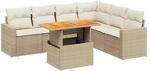 vidaXL 7-Tlg Garten-Sofagarnitur mit Kissen Beige Poly Rattan 3271331