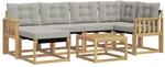 vidaXL Outdoor-Sofagarnitur mit Kissen 7-Tlg Wei&szlig; und Hellgrau 3389665