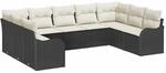 vidaXL Garten-Sofa-Set mit Kissen 9-Tlg Schwarz Poly Rattan 3345857
