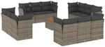 vidaXL 13-tlg Garten-Sofagarnitur mit Kissen Grau Poly Rattan Modell 30