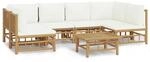 vidaXL 7-tlg Garten-Lounge-Set mit CremeWei&szlig;en Kissen Bambus Modell 10