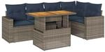 vidaXL 6-Tlg Garten-Sofagarnitur mit Kissen Grau Poly Rattan 3327043