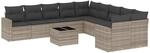 vidaXL 11-Tlg Garten-Sofagarnitur mit Kissen Hellgrau Poly Rattan 3219512
