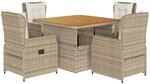 vidaXL 5-tlg Garten-Essgruppe mit Kissen Beige Poly Rattan Modell 67