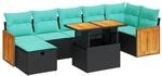 vidaXL 8-Tlg Garten-Sofagarnitur mit Kissen Grau Poly Rattan Akazie 3328163