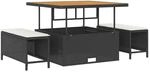 vidaXL Garten-Sofa-Set mit Kissen 12-Tlg Schwarz Poly Rattan 3362945