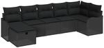 vidaXL Sofa Set mit Kissen mit Speicher 7 Stk Schwarz Poly-Rattan 3359002