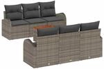 vidaXL Garten-Sofa-Set 7-Tlg Grau Poly Rattan 3347524