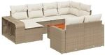 vidaXL 11-Tlg Garten-Sofagarnitur mit Kissen Beige Poly Rattan 3228918