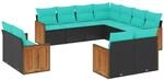 vidaXL 11-Tlg Gartensofa-Set mit Kissen Schwarz Polyrattan 3228178
