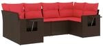 vidaXL 6-Tlg Gartensofa-Set mit Kissen Braun Polyrattan 3220583