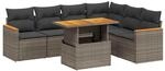 vidaXL 7-Tlg Garten-Sofagarnitur mit Kissen Grau Poly Rattan 3273097