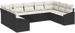 vidaXL Gartensofa-set mit Kissen 9-Tlg Schwarz und Creme Poly-Rattan 3355546
