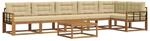 vidaXL Outdoor-Sofagarnitur mit Kissen 7-Tlg Natur und Beige 3367696