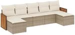 vidaXL 7-Tlg Garten-Sofagarnitur mit Kissen Beige Poly Rattan 3260315