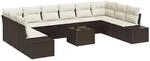 vidaXL Garten-Sofa-Set mit Kissen 11-Tlg Braun Poly Rattan 3347248