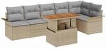 vidaXL Garten-Sofa-Set mit Speicher 7-Tlg Beige Poly Rattan 3358079