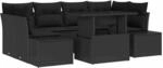vidaXL Garten-Sofa-Set mit Kissen 7-Tlg Schwarz 3357856