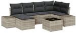 vidaXL Garten-Sofa-Set mit Kissen 6 Tlg Hellgrau Poly-Rattan 3355811