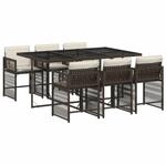 vidaXL 7-tlg Garten-Essgruppe mit Kissen Braun Poly Rattan Modell 32