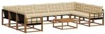vidaXL Outdoor-Sofagarnitur mit Kissen 10-Tlg Natur und Beige 3369872