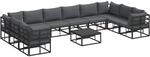 vidaXL Garten-Sofa-Set mit Kissen 11-Tlg Schwarz Aluminium 3378907